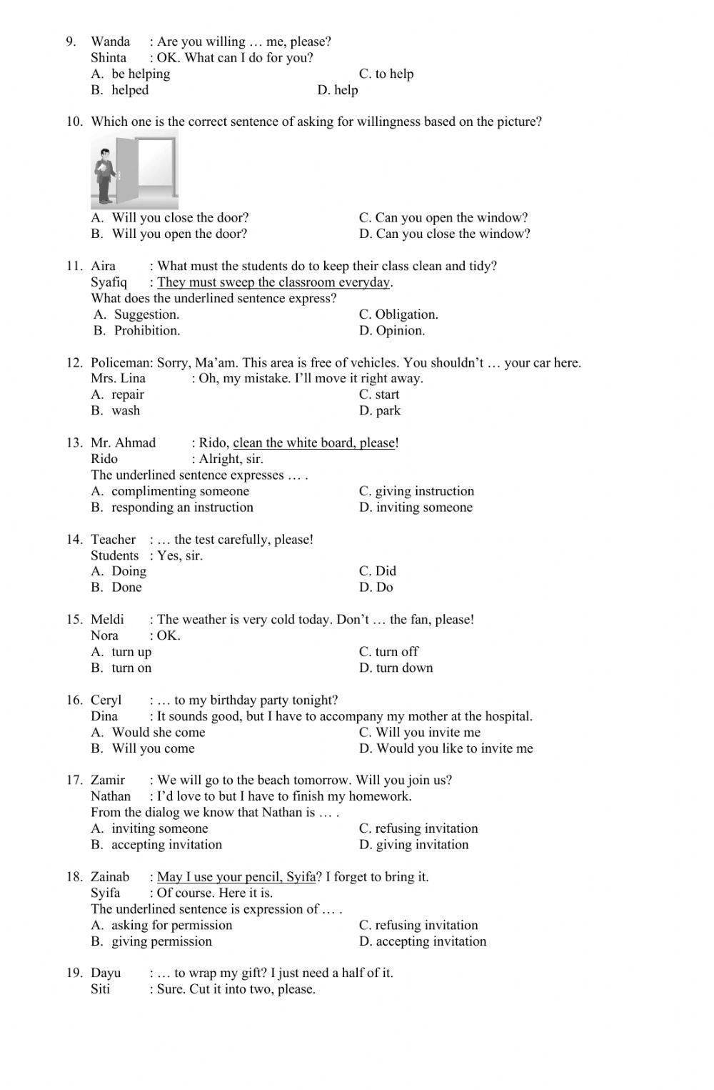 Soal PAS Bahasa Inggris kelas 8