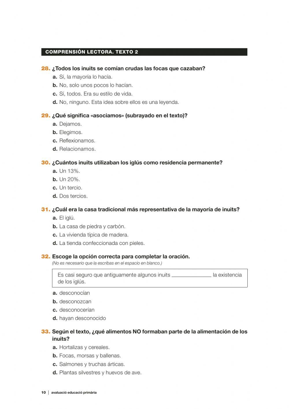 Comprensión lectora- los inuits-