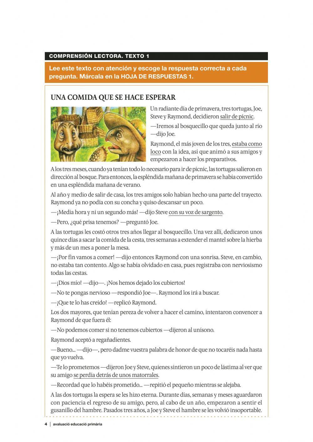 Comprensión lectora-una comida...- Comprensión lectora-una comida...-