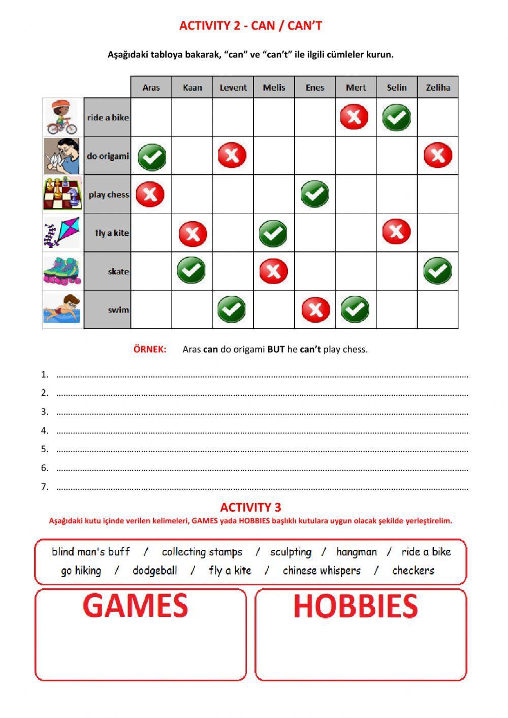 5.3. Games and Hobbies Activity