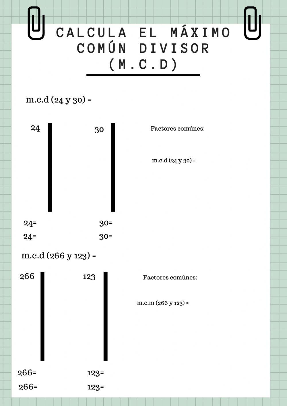 Máximo Común Divisor Máximo Común Divisor