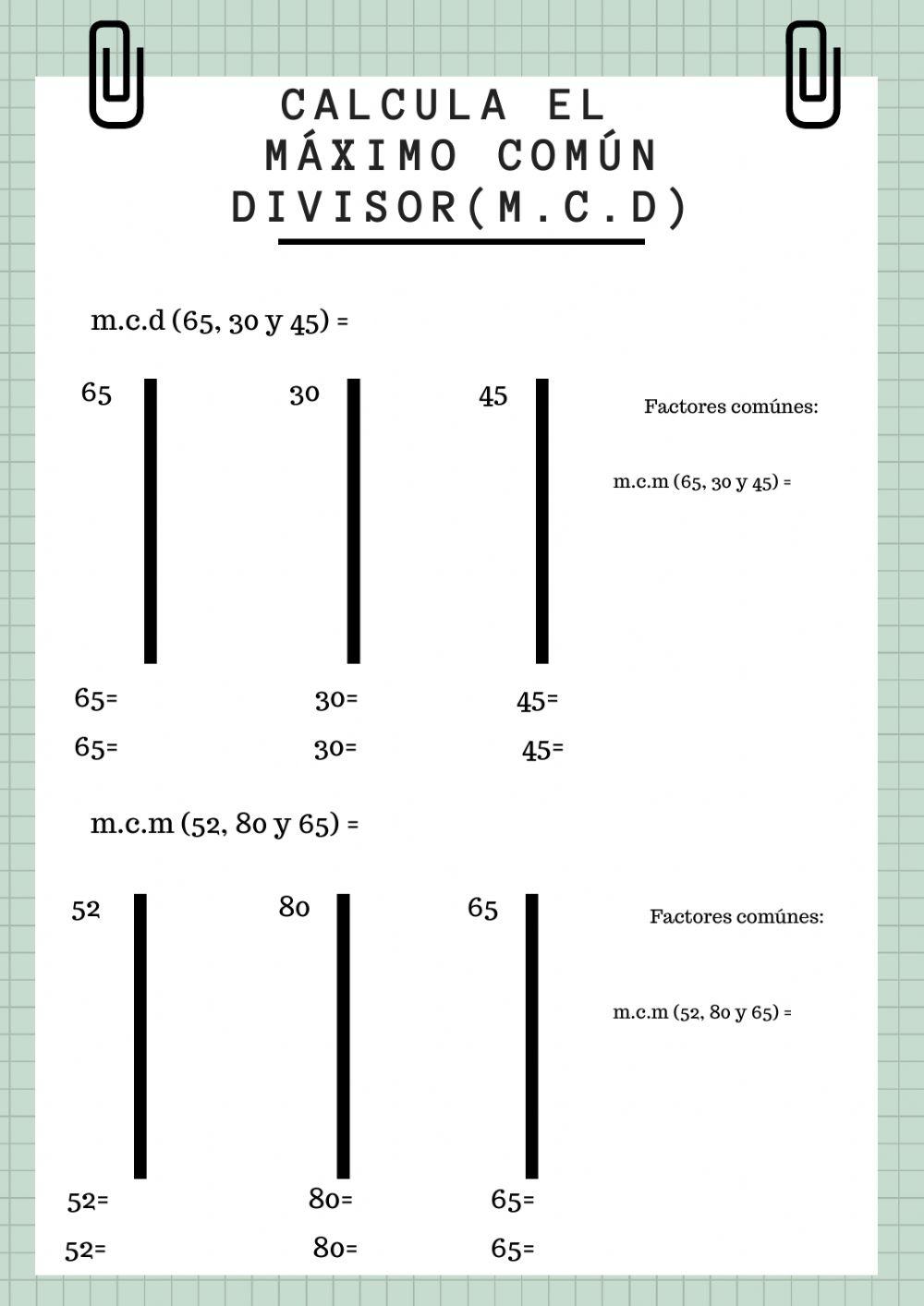 Máximo Común Divisor Máximo Común Divisor