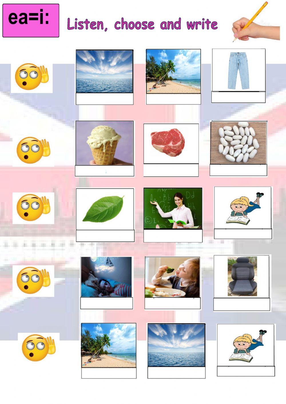 Diphthong EA sounds like i: