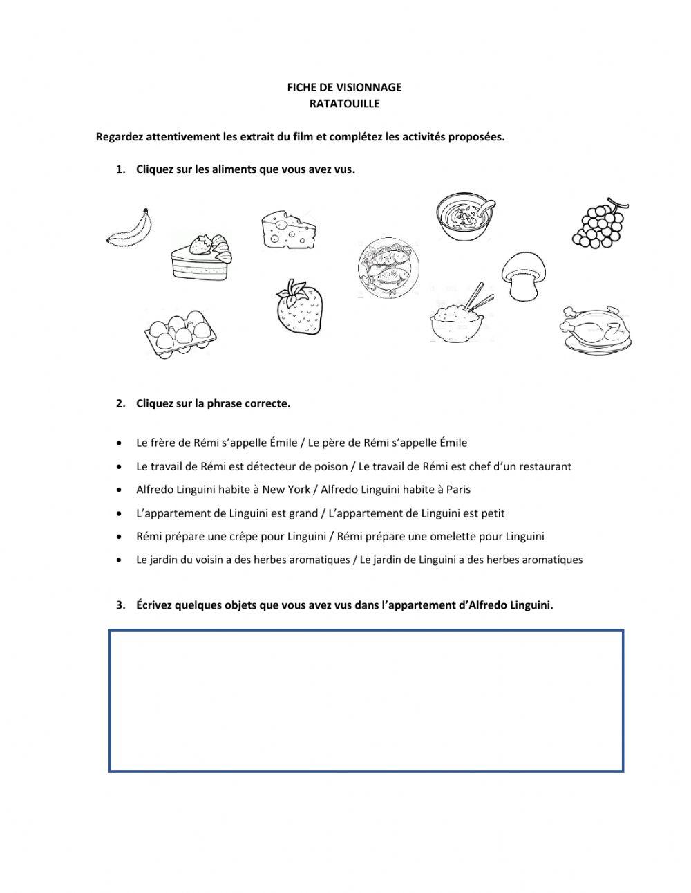 Fiche de visionnage Ratatouille