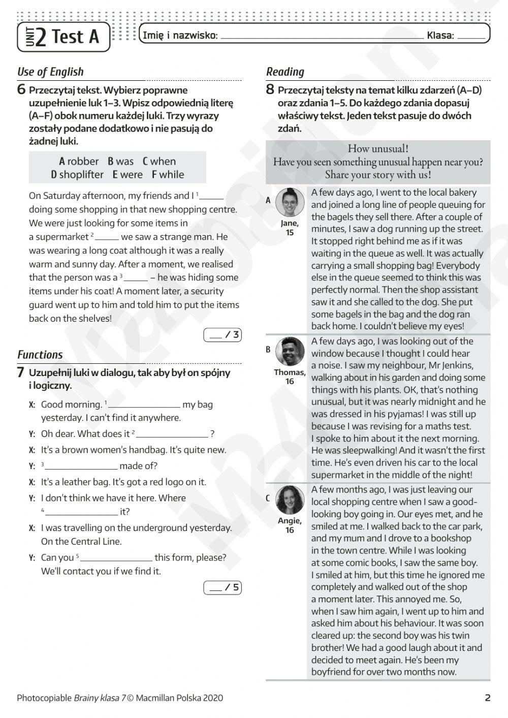 Test brainy 7 unit 2 online exercise for live worksheets