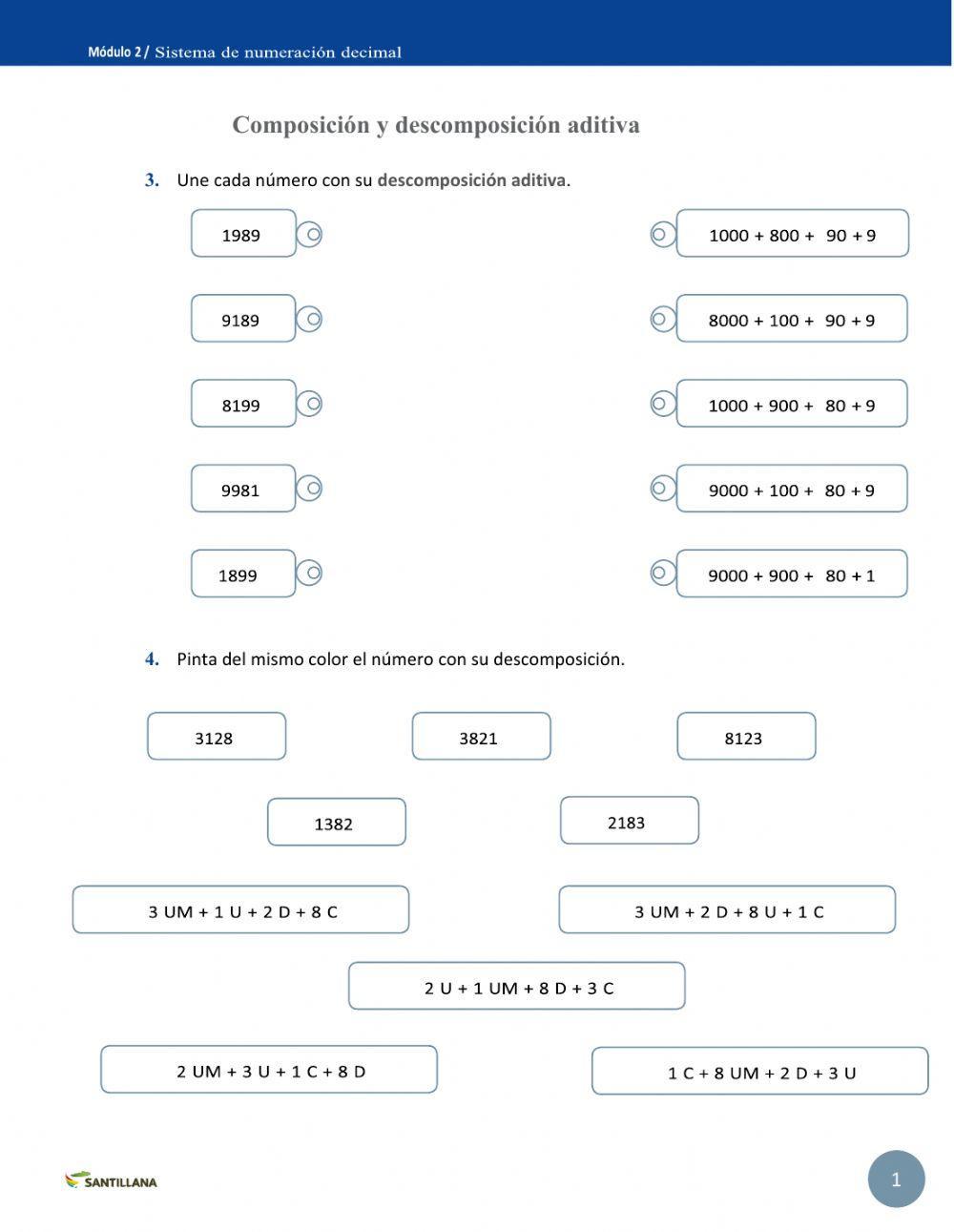 Composición y descomposición aditiva