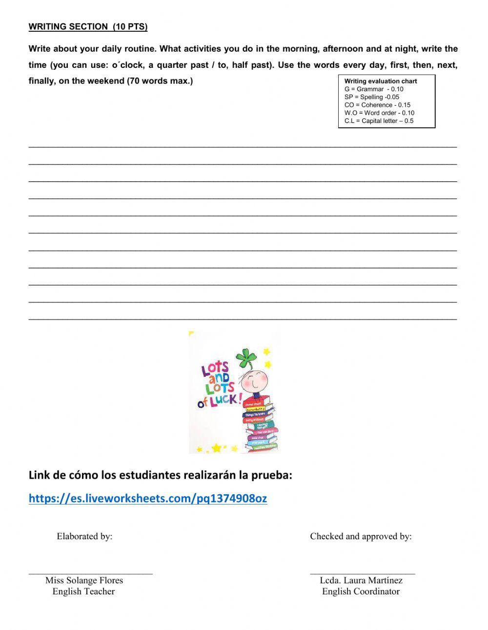 First Evaluation - Second Quimestre - L-W