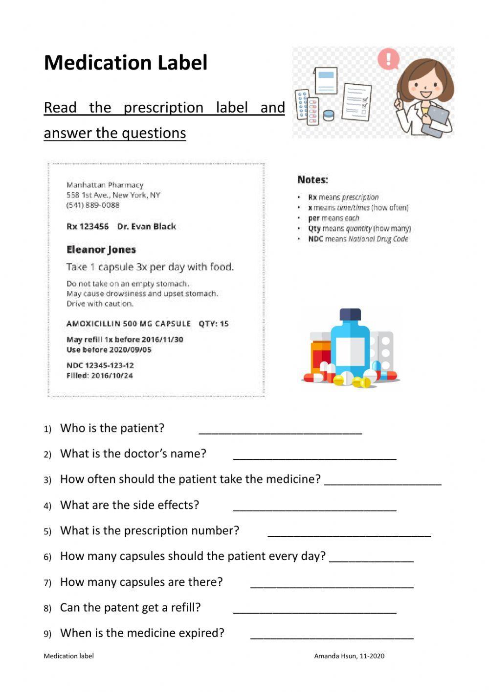 Medication label