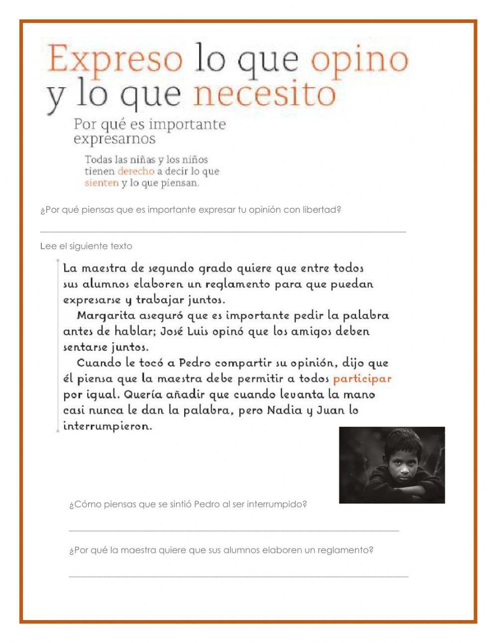 Expreso lo que opino y lo que necesito