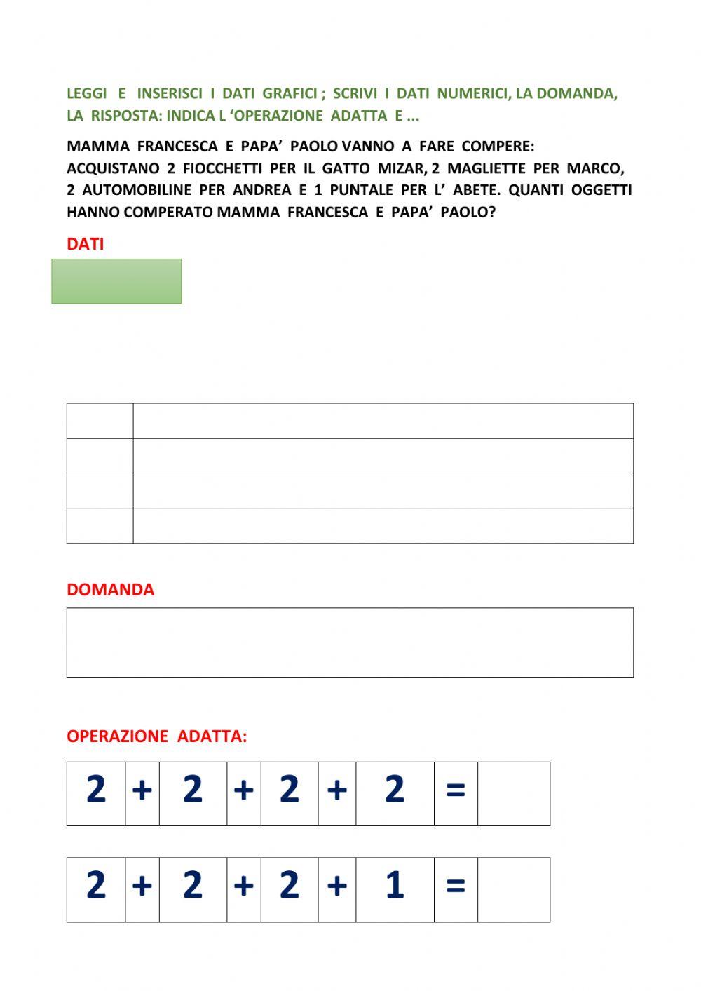 Problema : addizione o sottrazione?