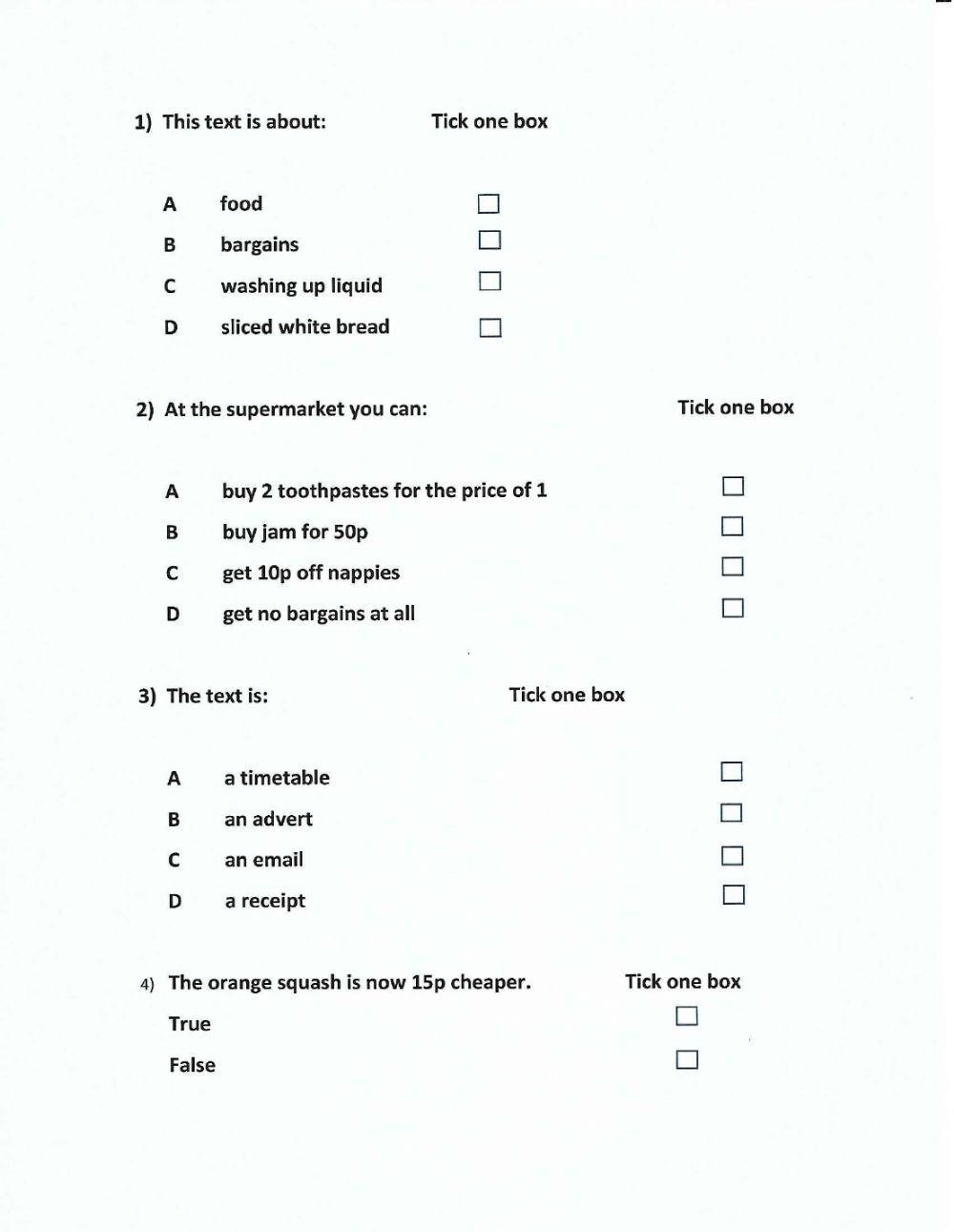 E1 Reading Exam Practice