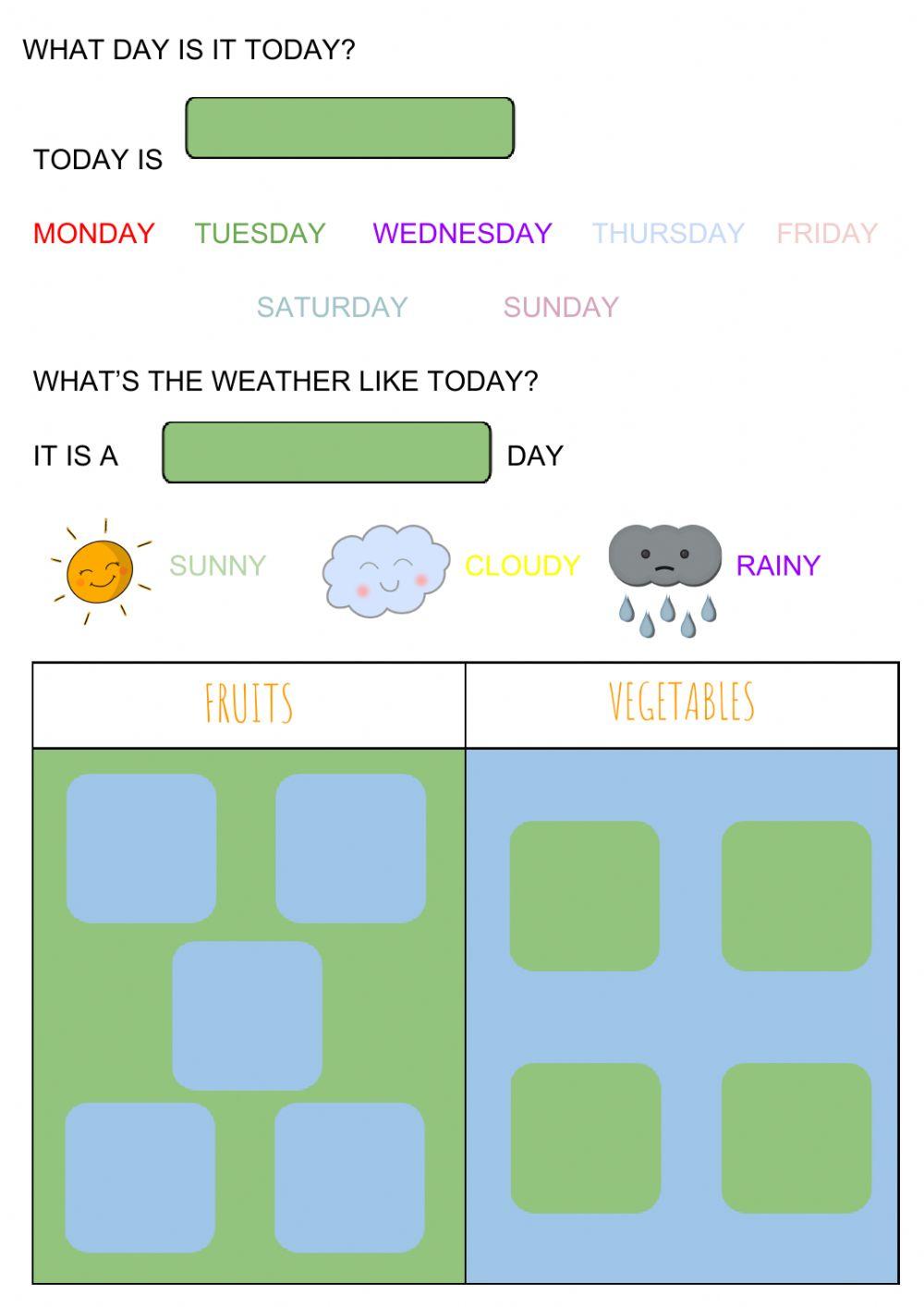 Fruits and vegetables