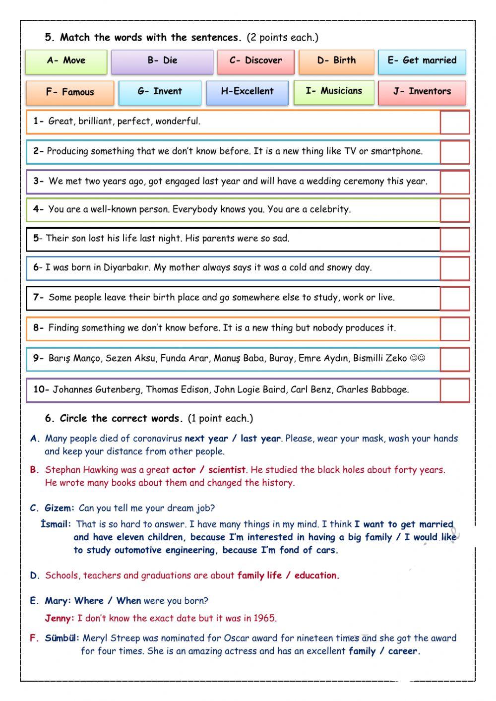 7.3. Biographies Quiz