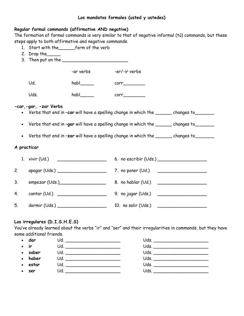 Los mandatos formales