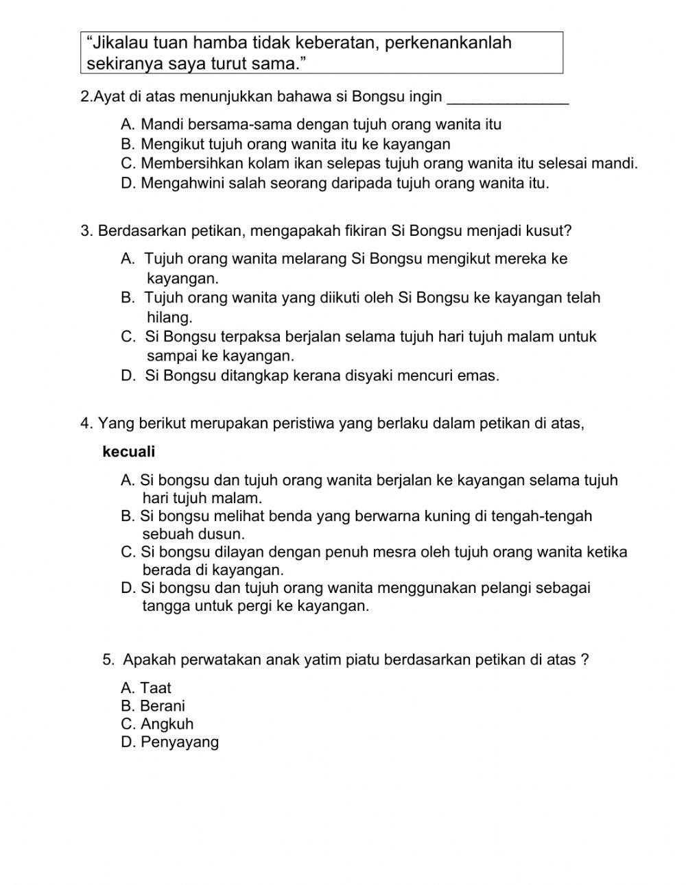 Prosa tradisonal asal padi- tingkatan 1