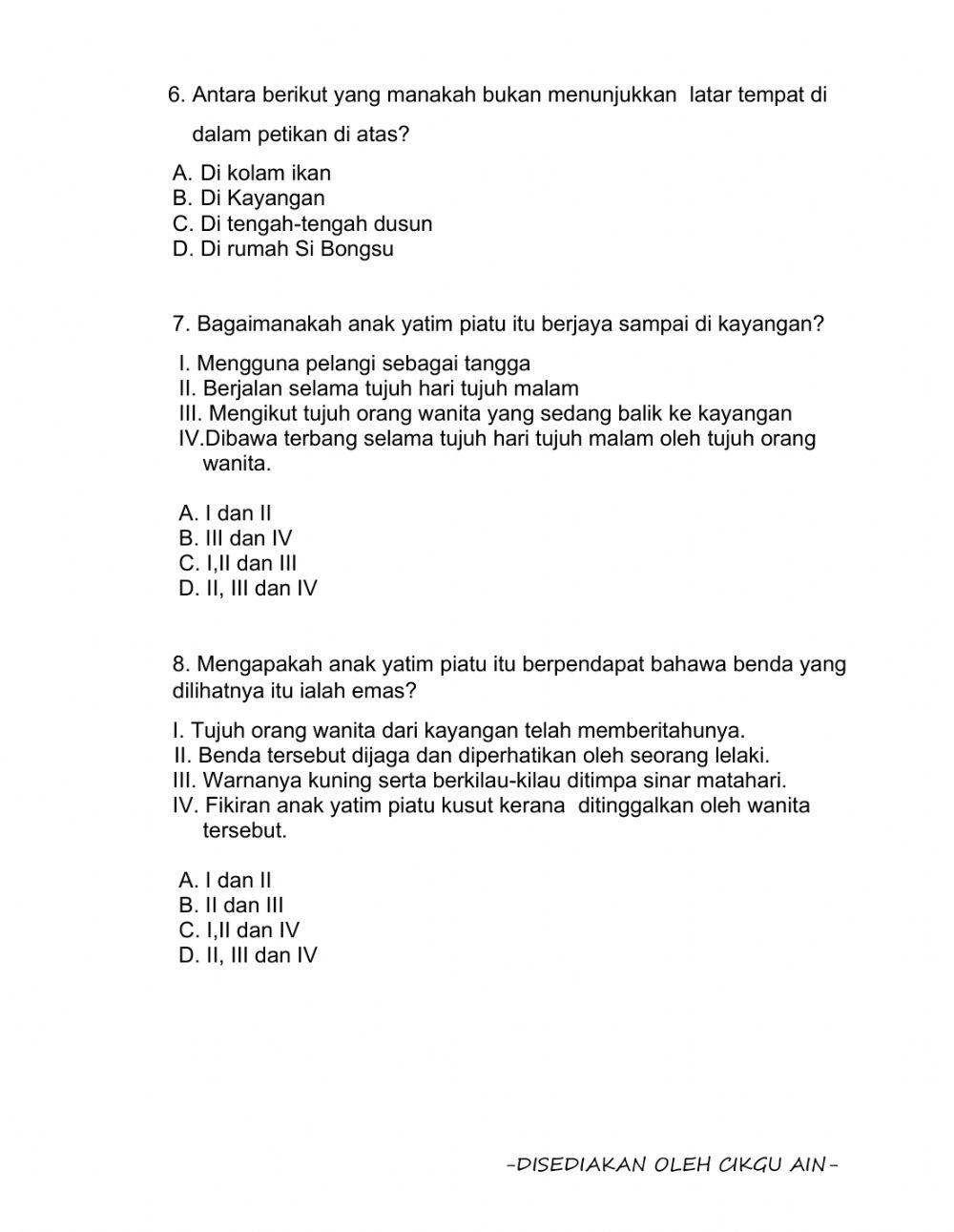 Prosa tradisonal asal padi- tingkatan 1