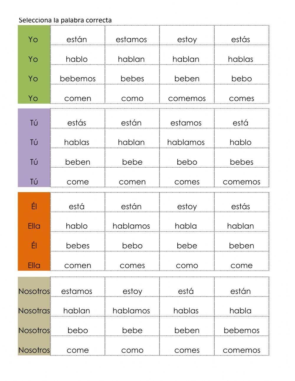 LSM- ESPAÑOL verbos hablar beber comer