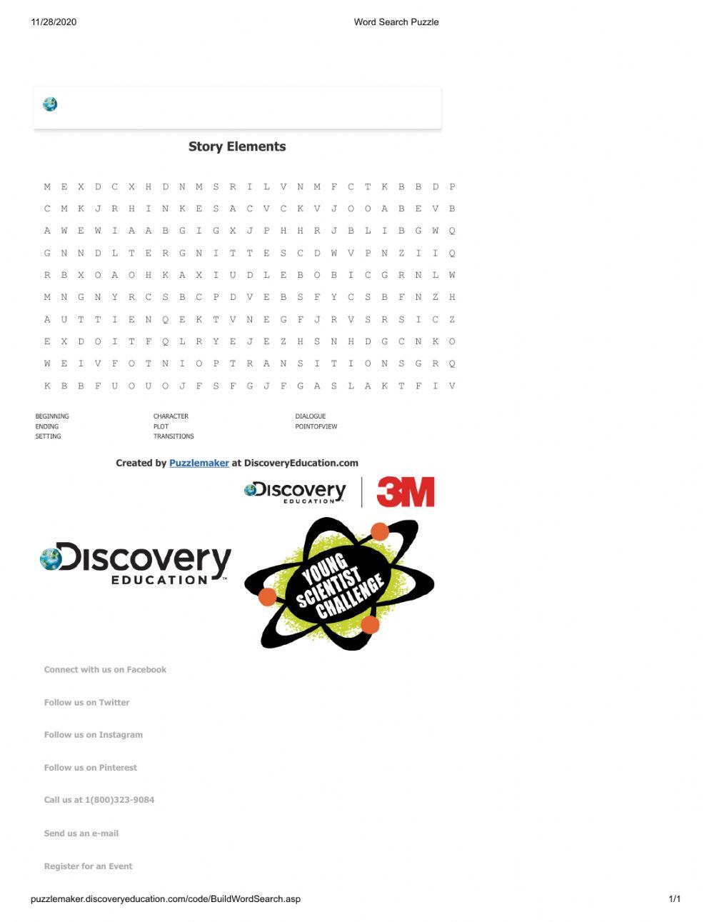 Story Elements Crossword puzzle online exercise for Live Worksheets