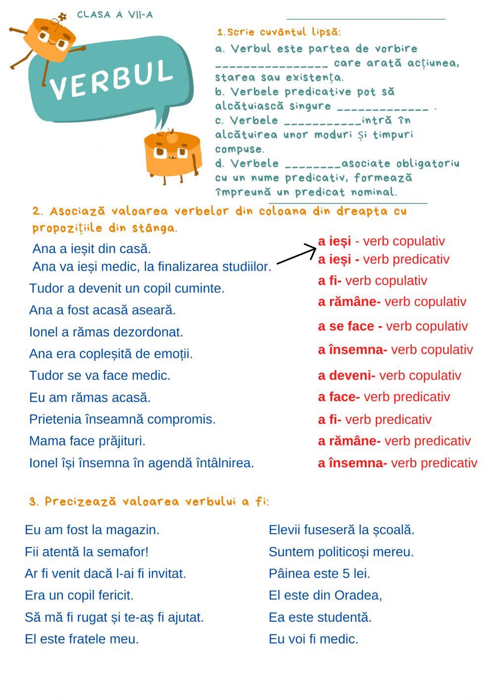 7.Verbul. Tipuri de verbe