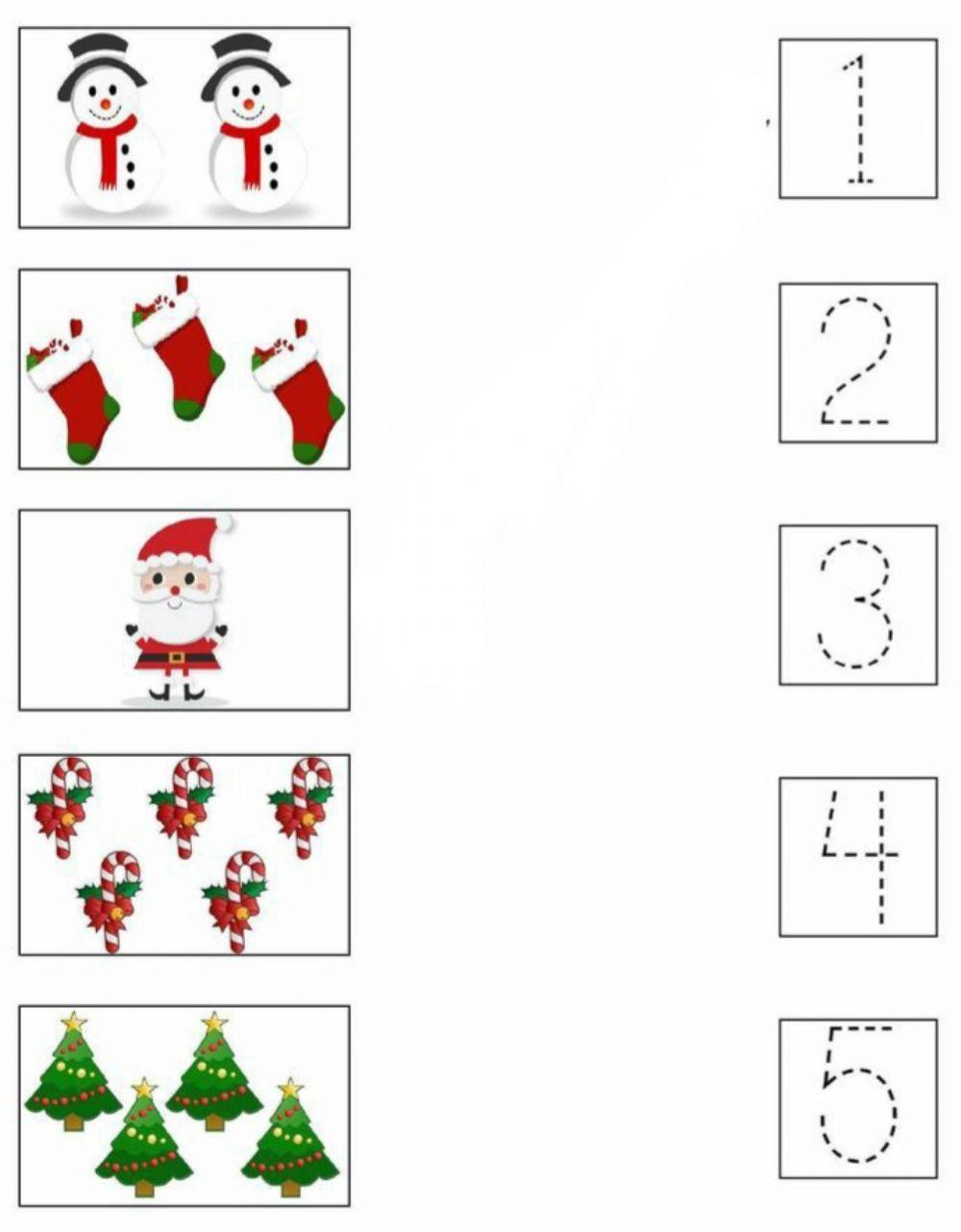 Uneste numarul de obiecte cu cifra corespunzatoare 1 -5 CRACIUN