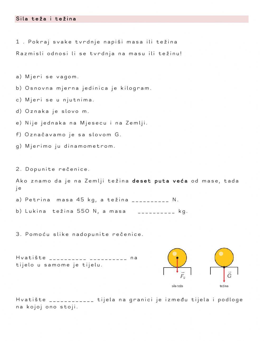 Usporedba mase i težine