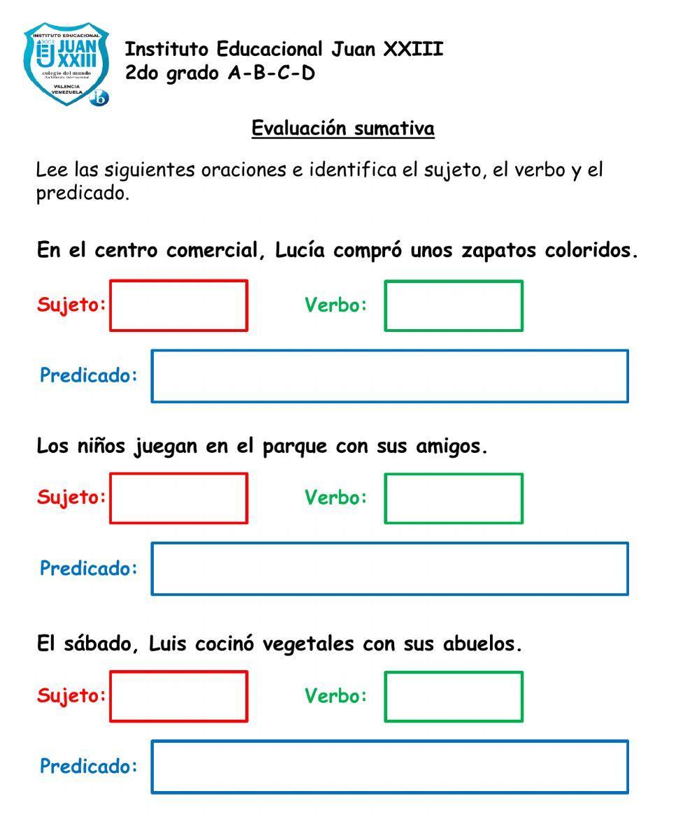 La oración: sujeto, verbo y predicado