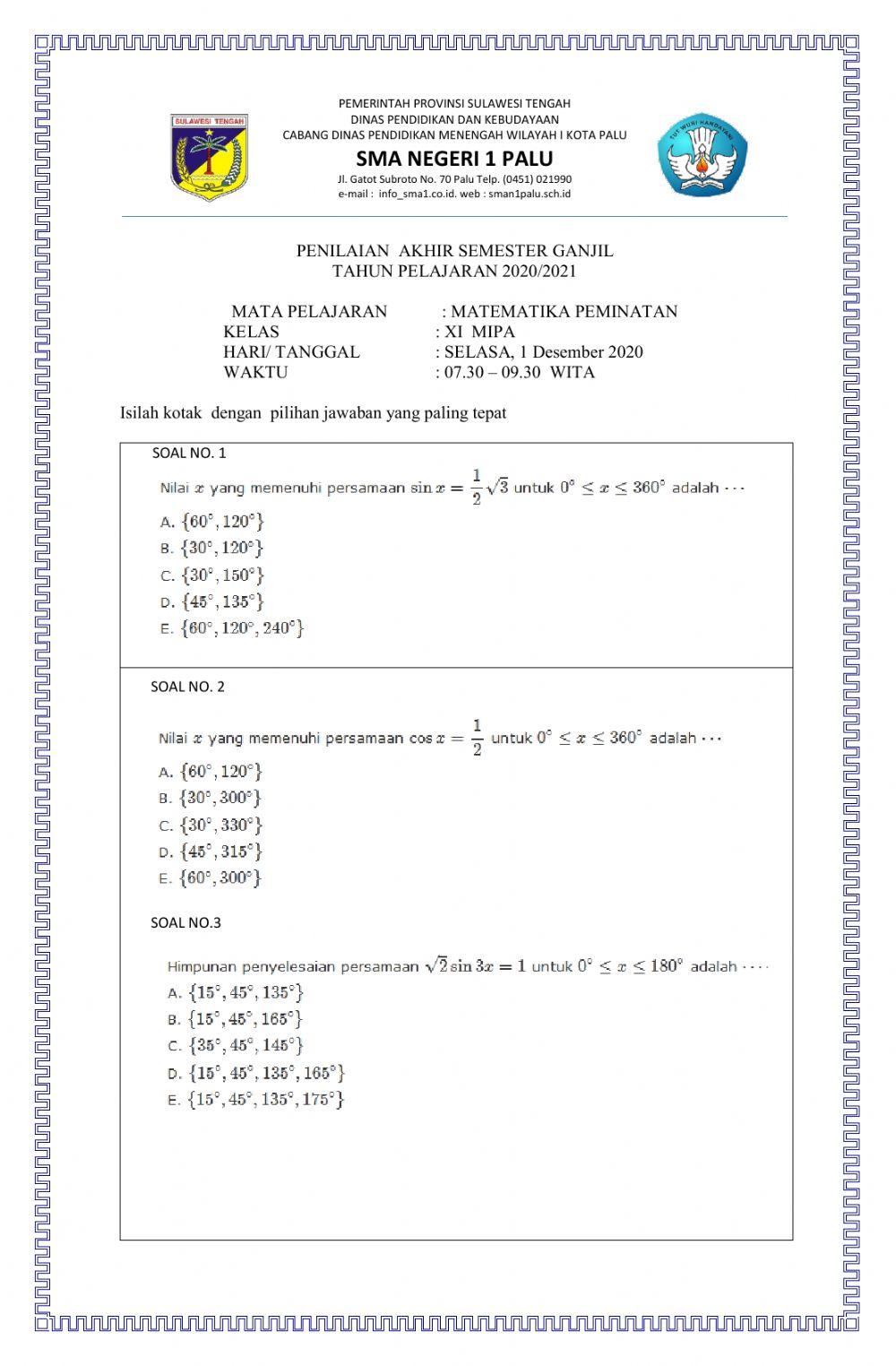 Penilaian akhir semester ganjil 2020-2021