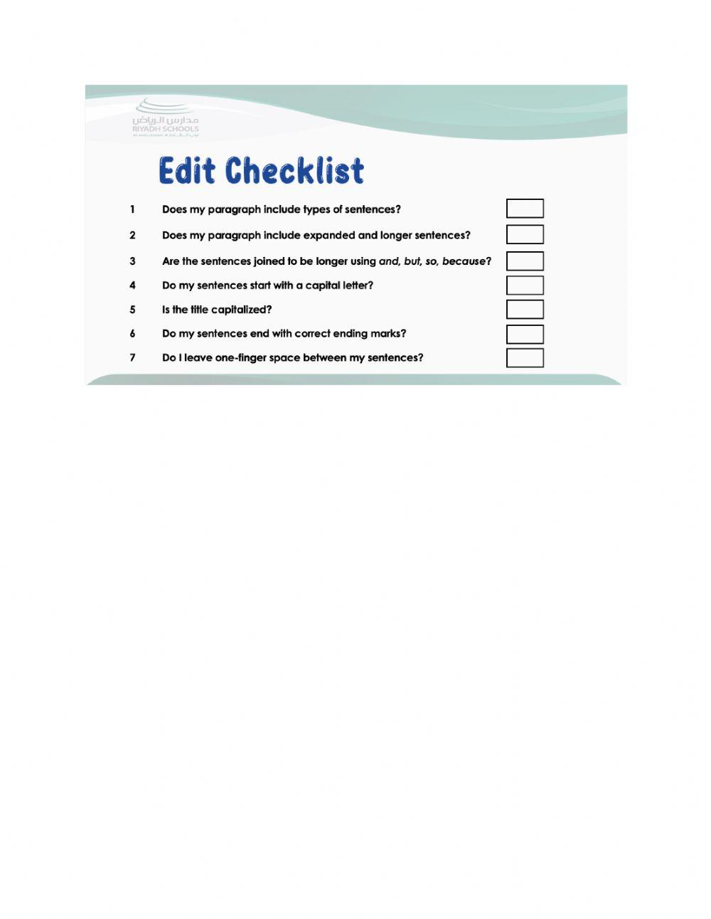 Editing Checklist (Expository Text)