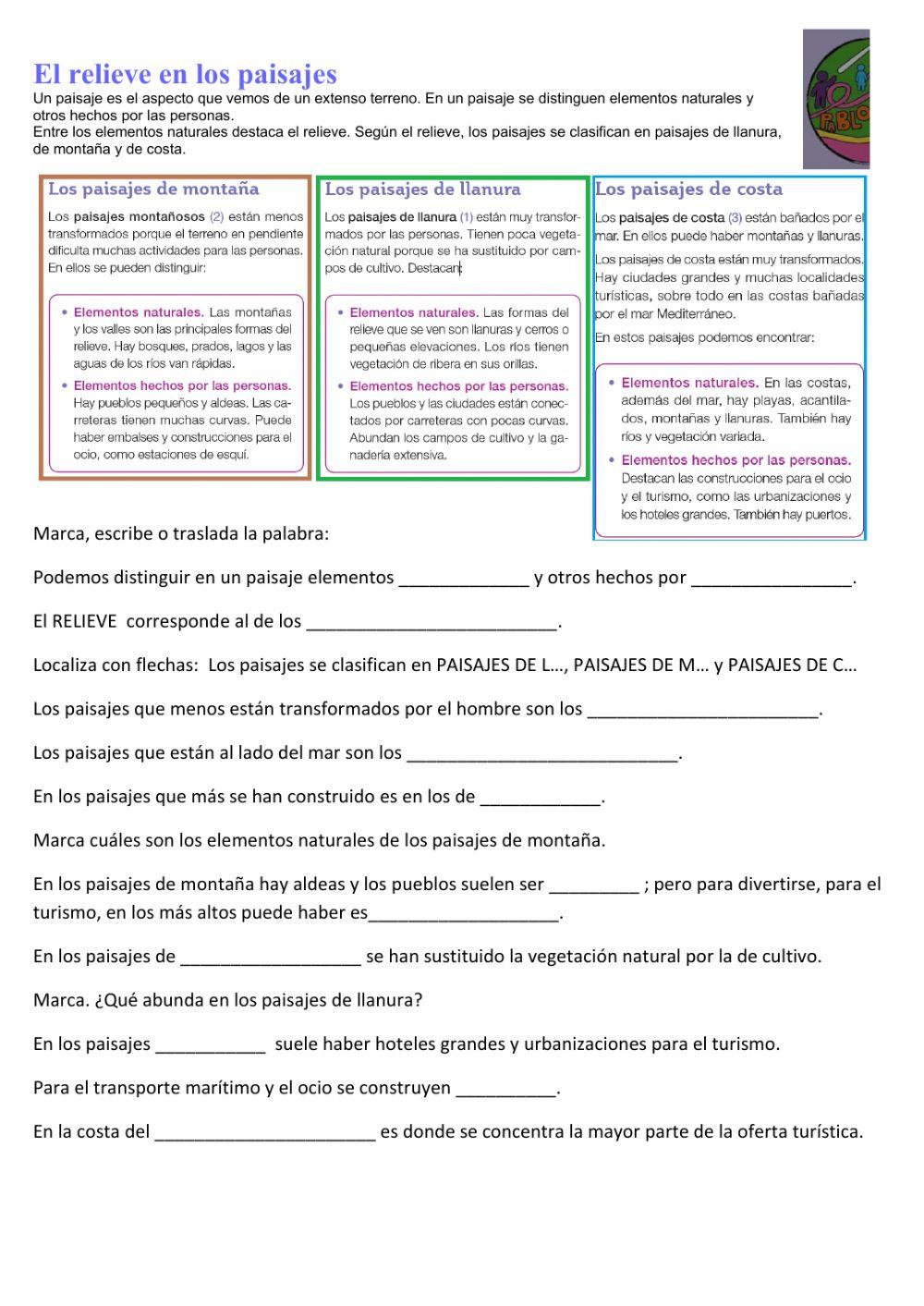 El relieve de los paisajes