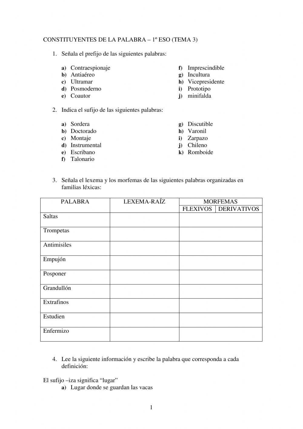 Formacion de palabras