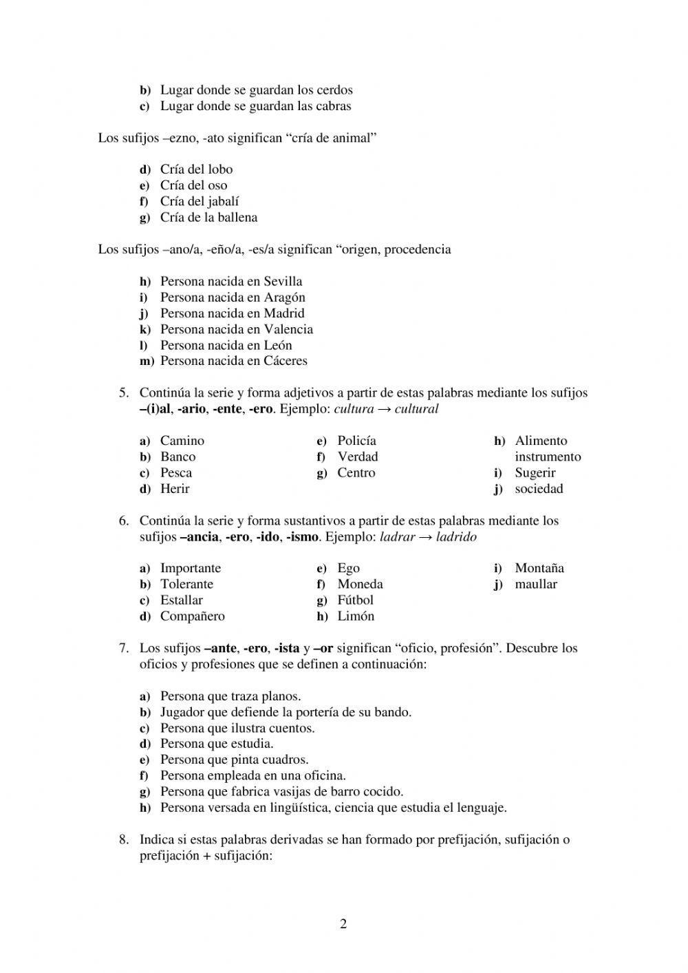 Formacion de palabras