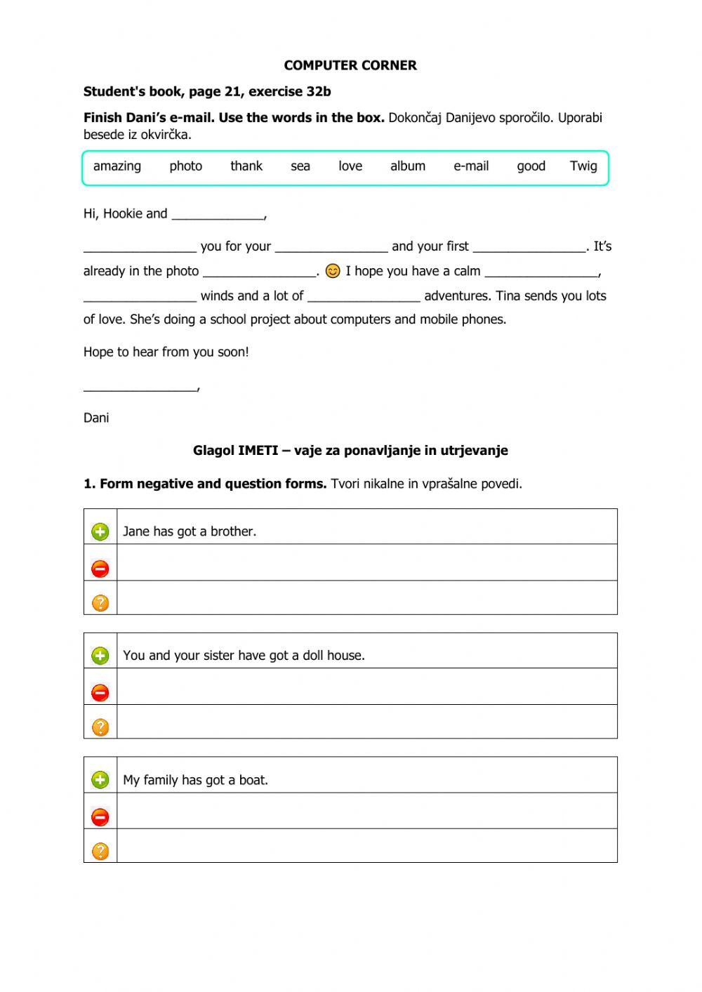 COMPUTER CORNER in GLAGOL IMETI