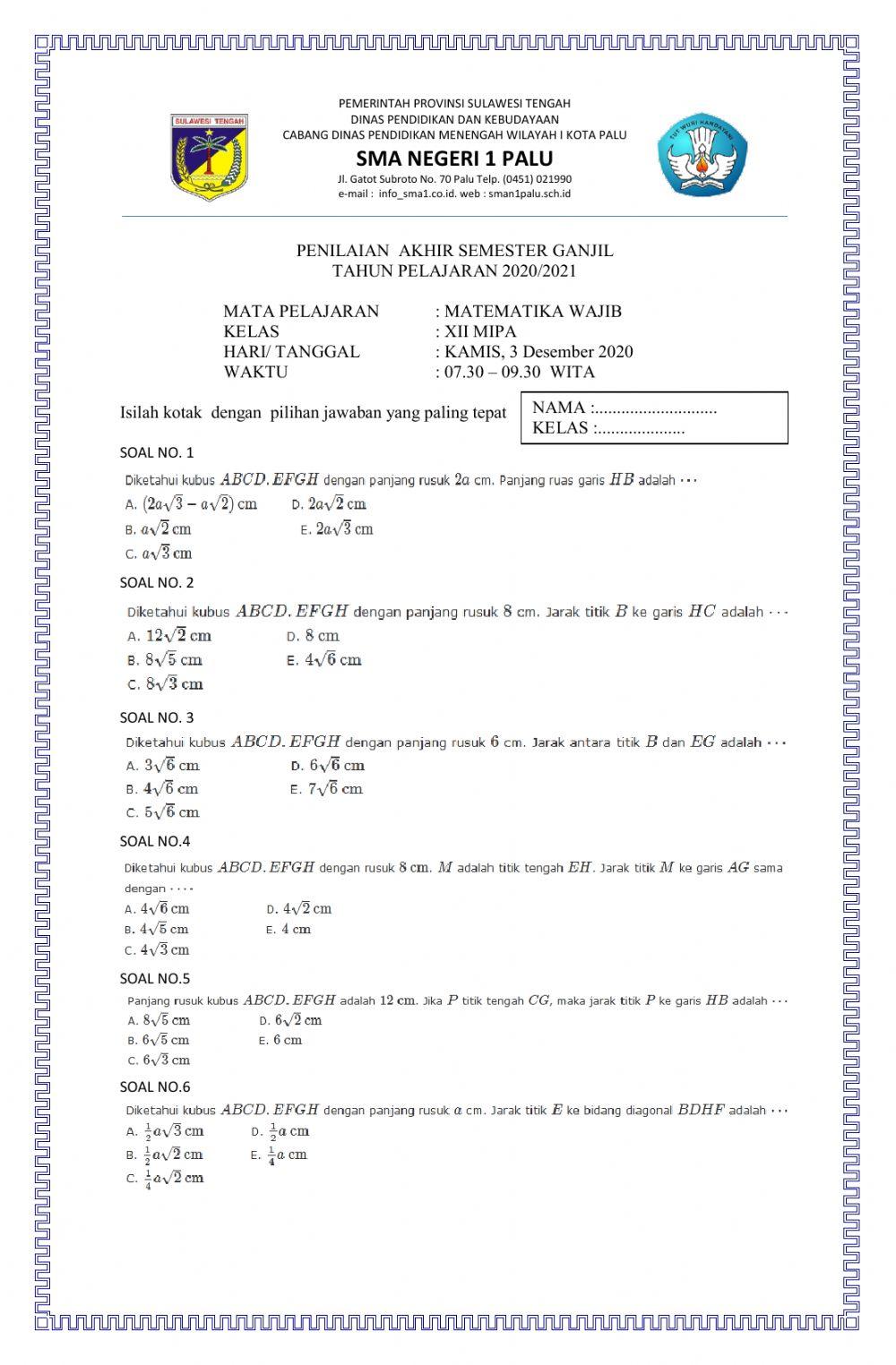Penilaian akhir semester ganjil 2020-2021