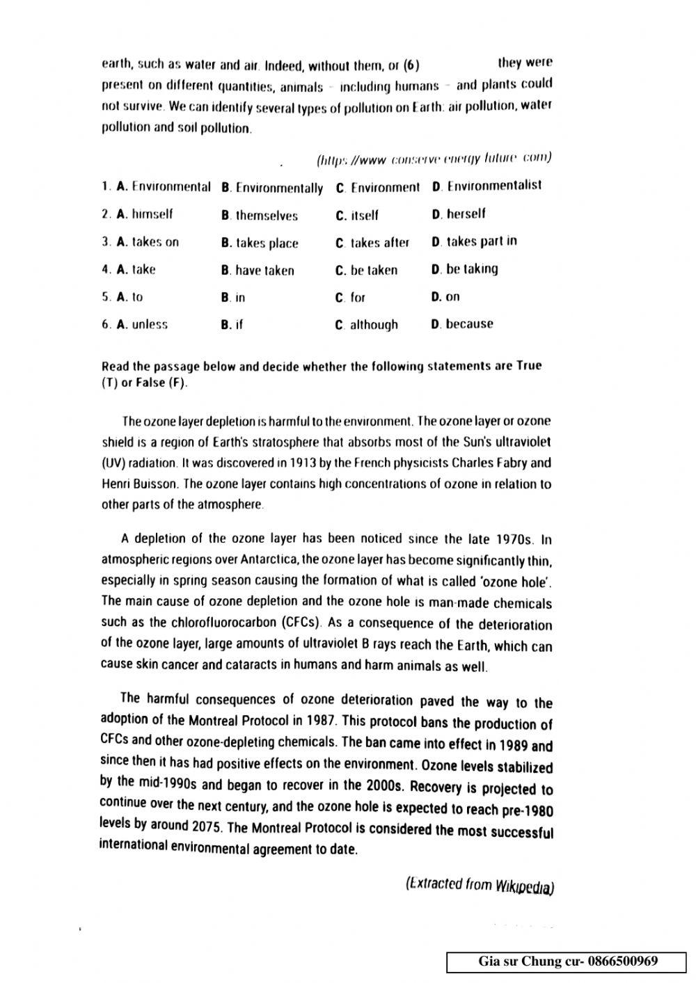 Lớp 10- Kiểm tra 45p lần 1 Unit 8,9