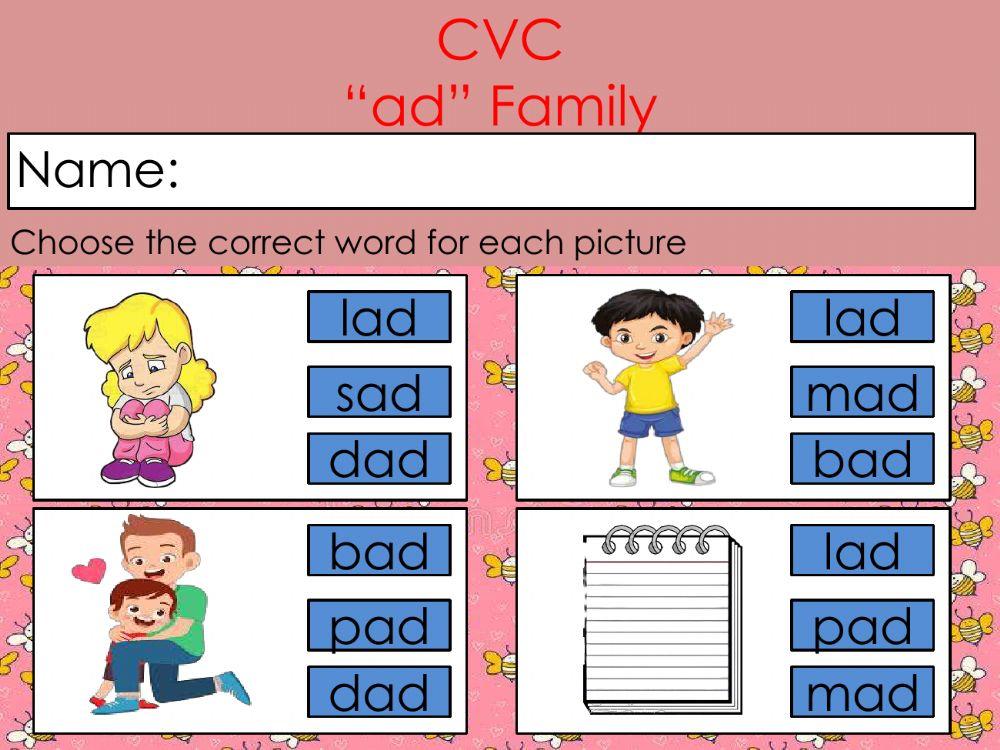 Review: CVC -ad- Family