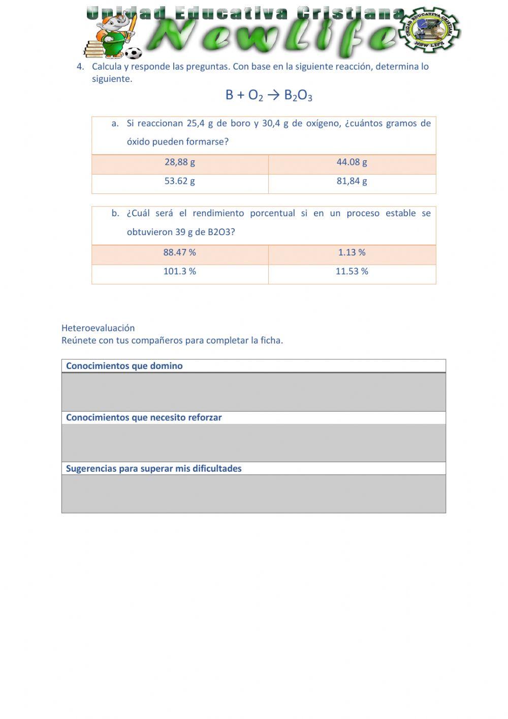 Actividad de evaluación - Química 2do