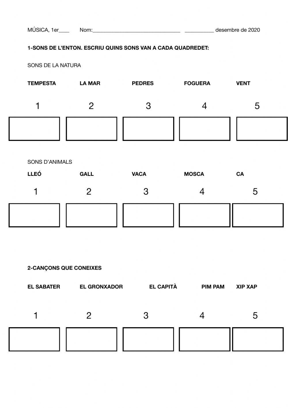 Control 1er música, 1er trimestre