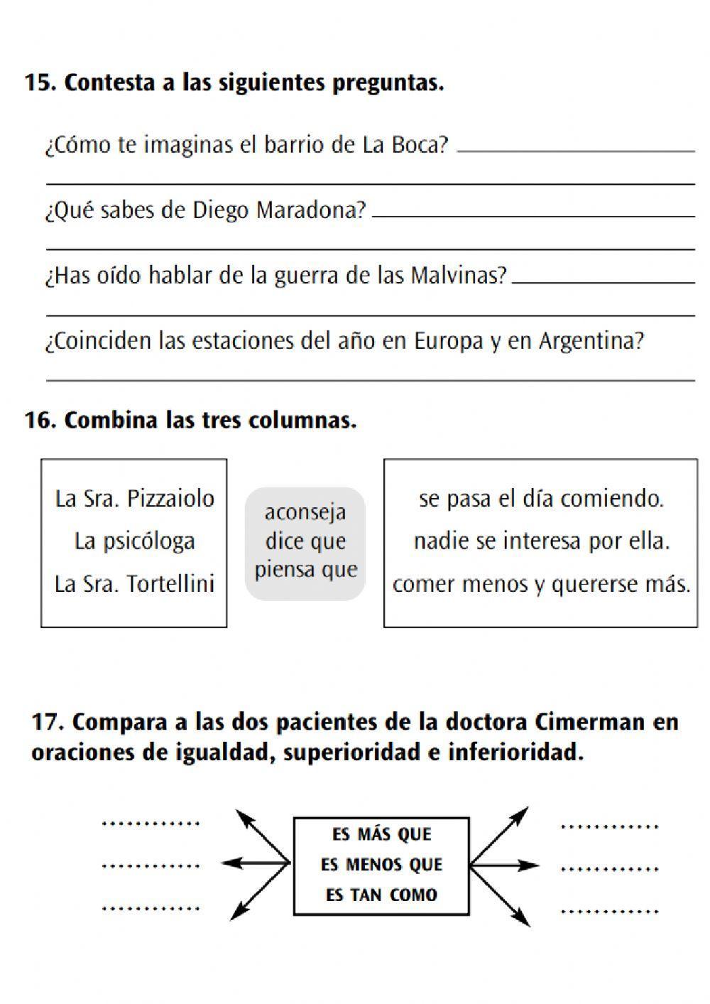La vida es un tango ejercicios
