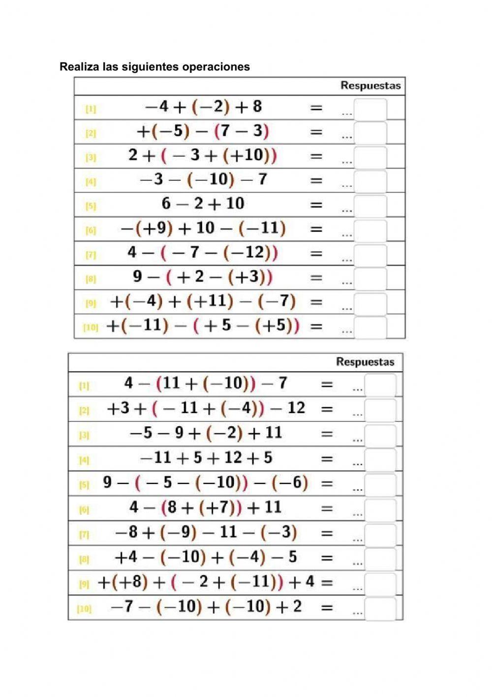 Sumas y restas … | Free Interactive Worksheets | 548334, image size:1000x1414