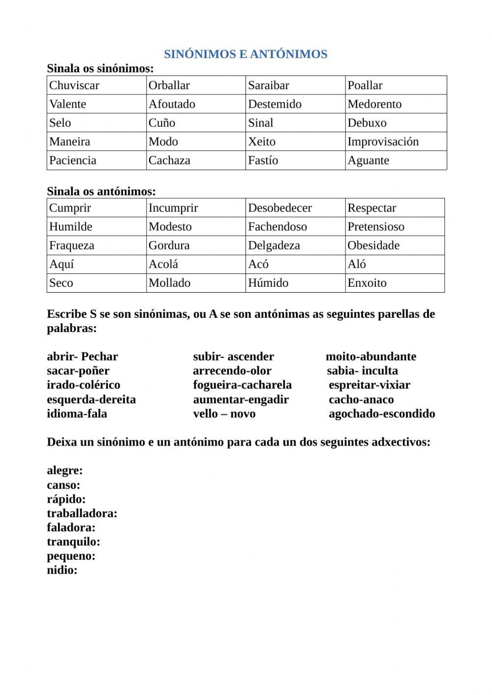 Sinónimose antónimos