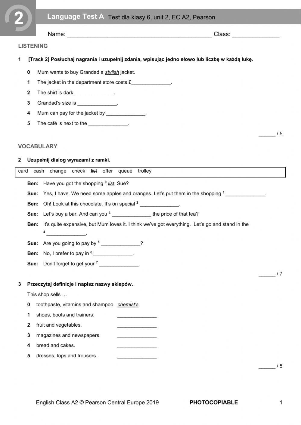 EC A2, Unit 2, Klasa 6