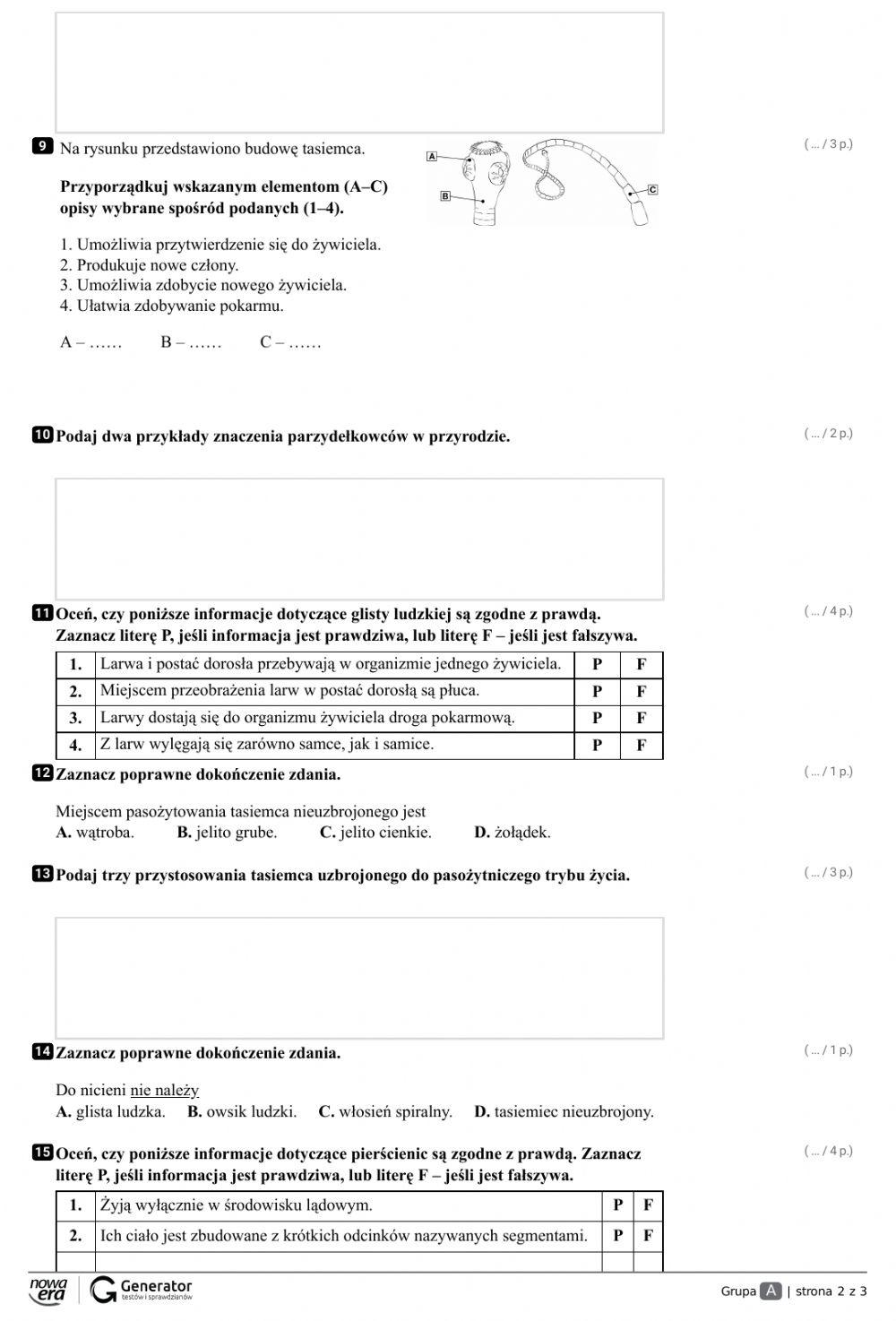 Od parzydełkowców do pierścienic