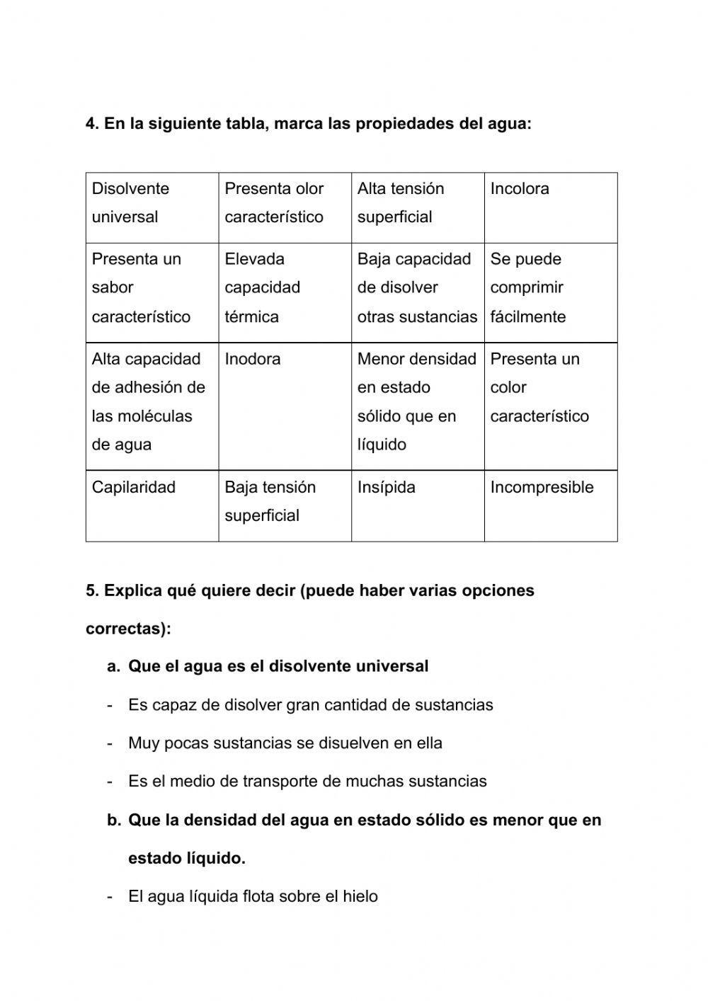 Propiedades del agua
