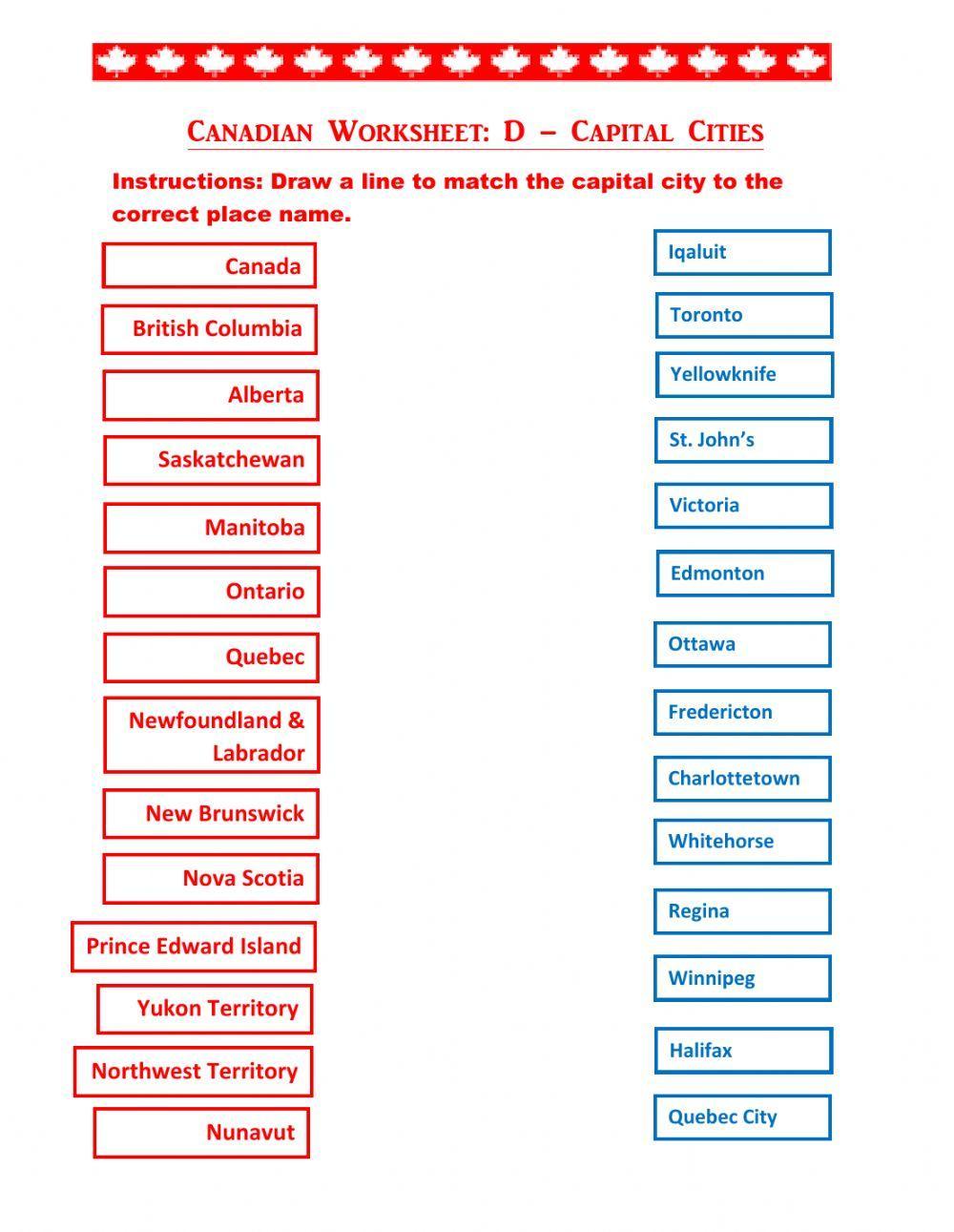 Canada Provinces and Capital Cities