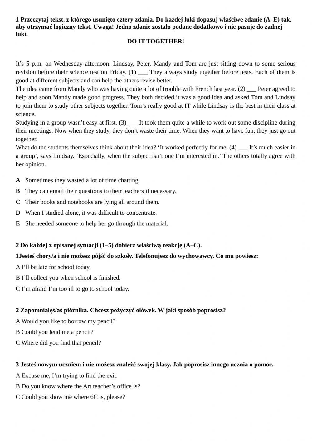 Reading comprehension