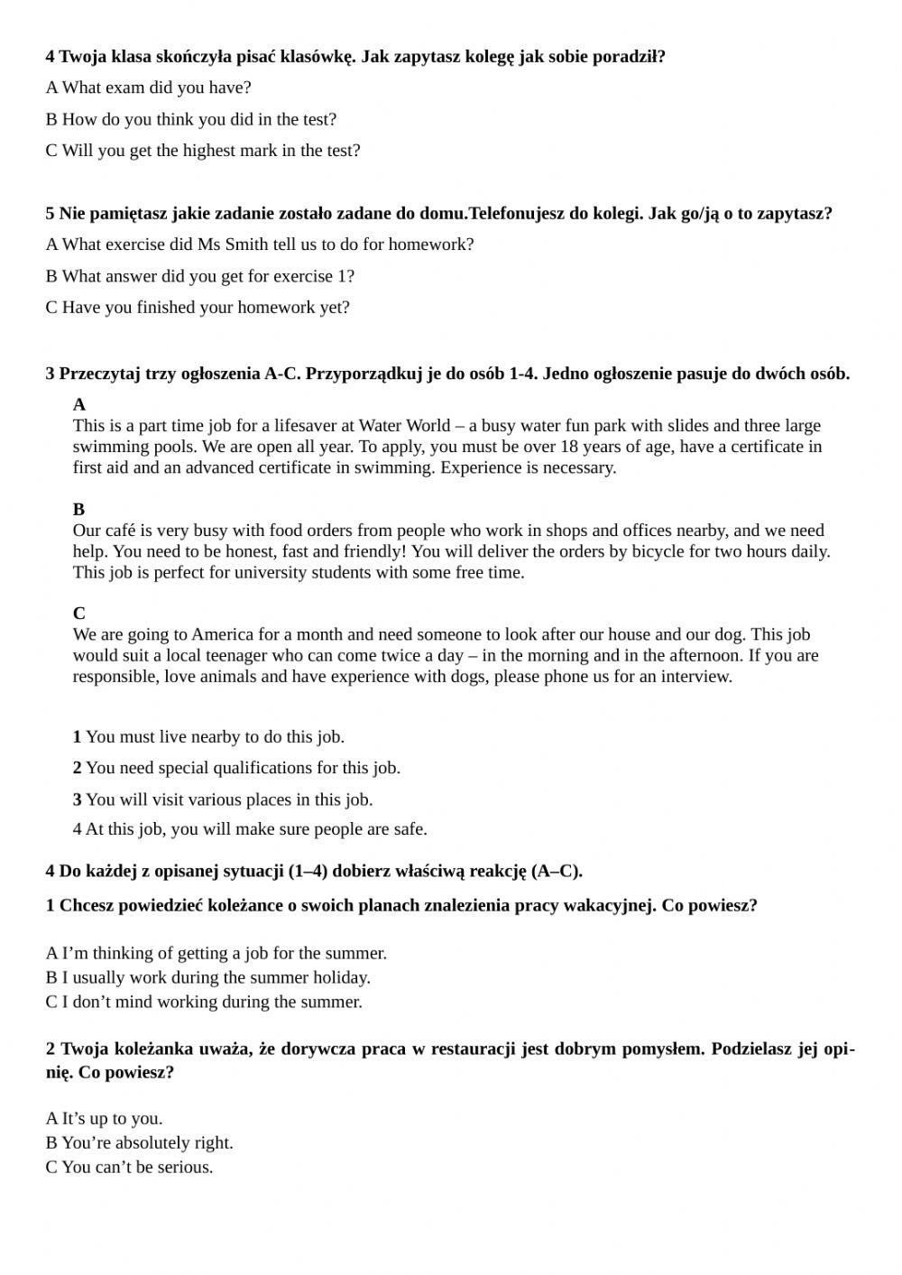 Reading comprehension