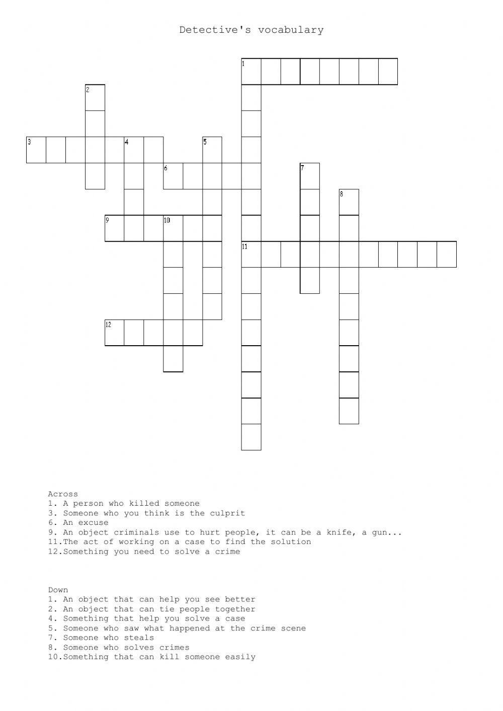 Detective stories crossword