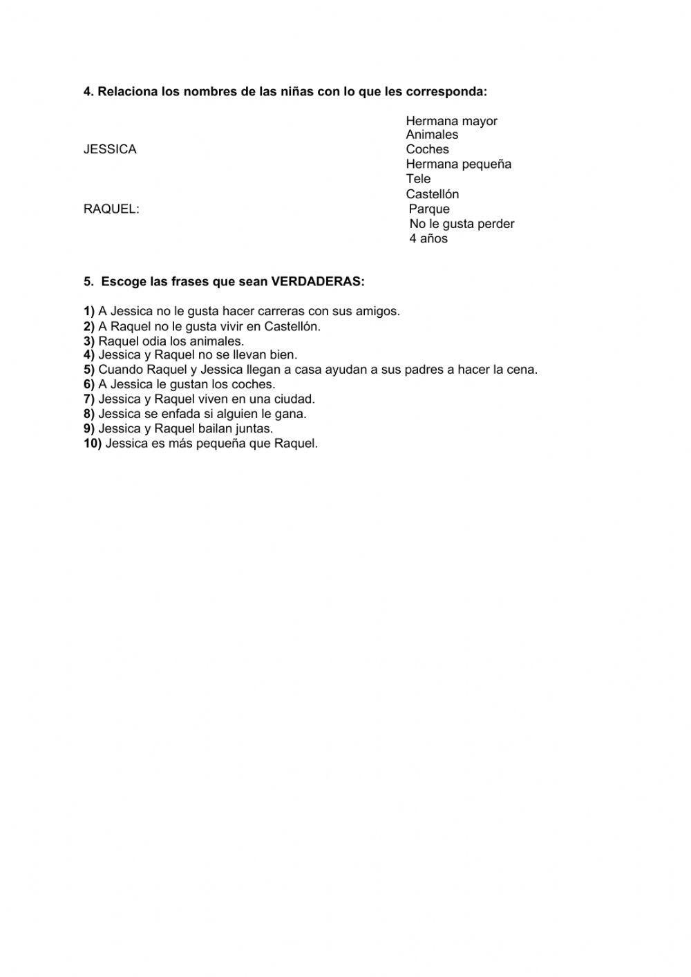 Fichas castellano comprensión lectora