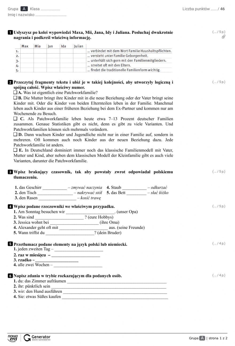 Familie, Hauspflichten