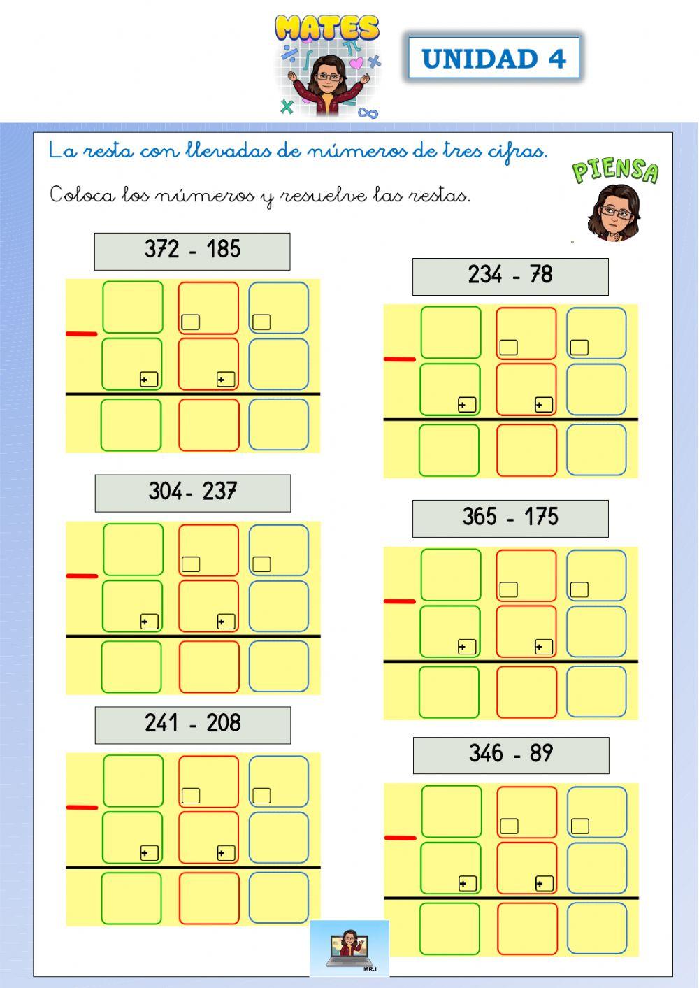 Restas con llevadas con 3 cifras Restas con llevadas con 3 cifras